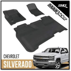 3D MAXpider Floor Liners Floor Mats For Chevrolet Silverado GMC Sierra