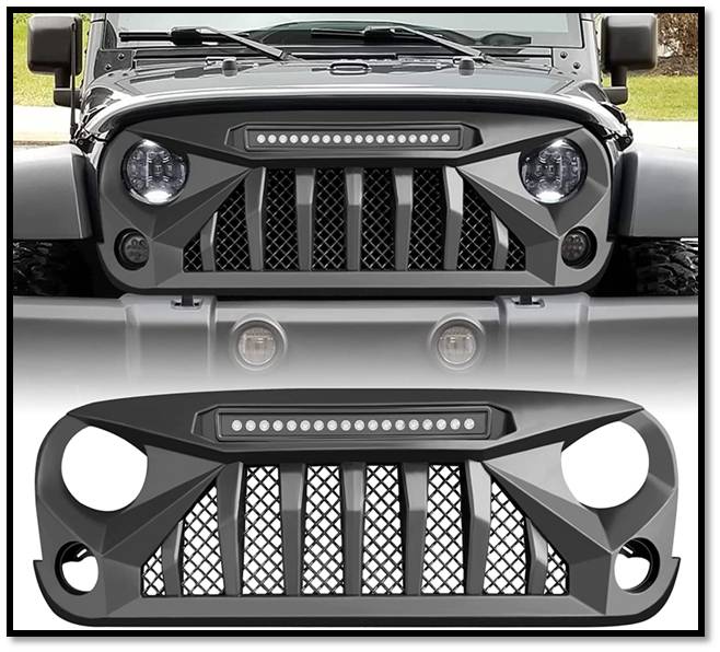AMERICAN MODIFIED Matte Black Front Gladiator Vader Grill For Jeep Wrangler Grill Design