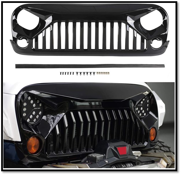Topfire ABS With Strip Clips and Rivets Front Grill For Jeep Wrangler