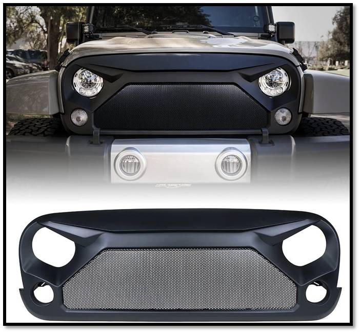 Xprite Front Grill Gladiator Vader Matte Black Grille with Mesh For Jeep Wrangler