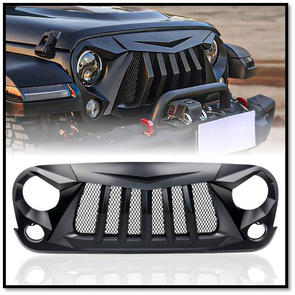 Xprite Matte Black Front Grill Grid Jeep Wrangler Grill Design